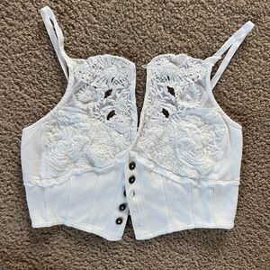 Free people coquette lace bustier crop top